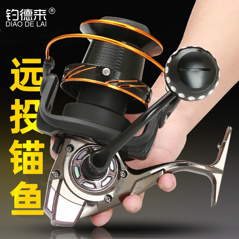 钓德来一万型超大远投轮 全金属渔轮斜口线杯锚鱼轮纺车轮锚杆轮