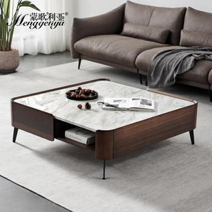 正方形大理石茶几客厅家用现代简约岩板2023新款 蒙歌利亚意式 桌子