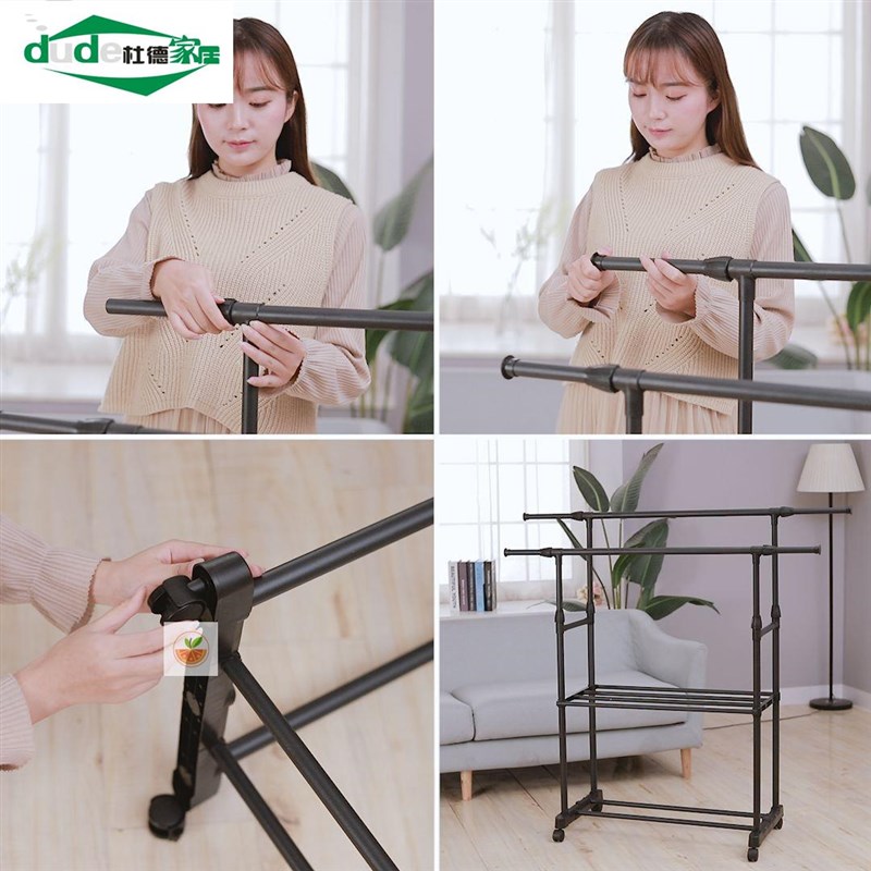 晾衣架落地挂衣架折叠宿舍家用简易凉衣杆卧室阳台单杆式晒衣架子