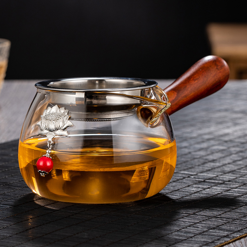 侧把公道杯茶漏一体套装加厚耐热玻璃公杯茶海分茶器过滤煮茶器