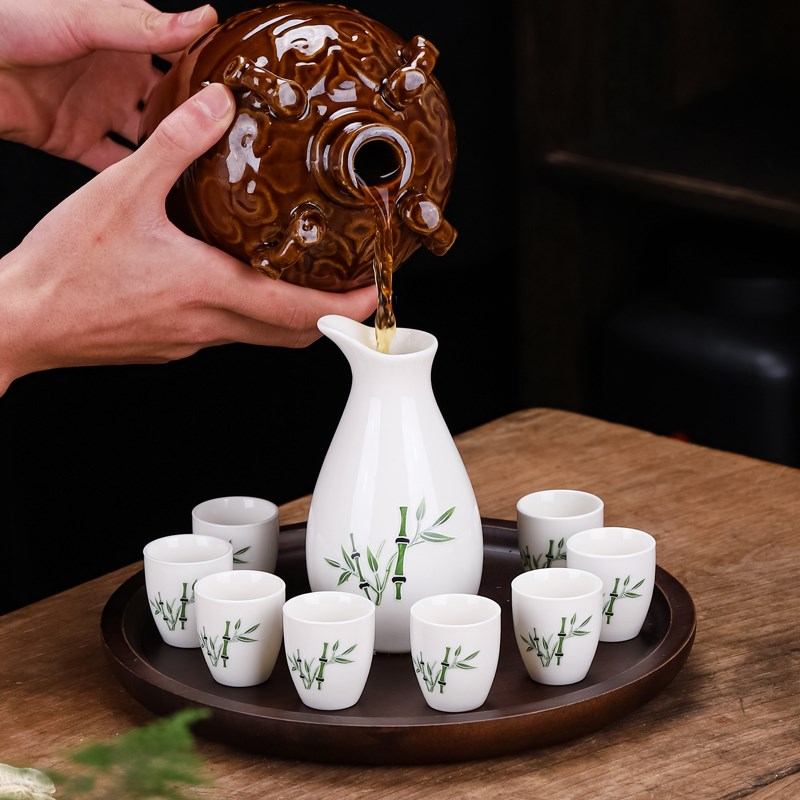 9件套仿古分酒壶醒酒具白酒杯陶瓷酒杯套装小酒壶家用烈酒杯清酒