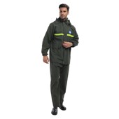 军绿针织布防暴雨外卖骑行小哥雨衣雨裤 防汛反光雨衣 分体套装