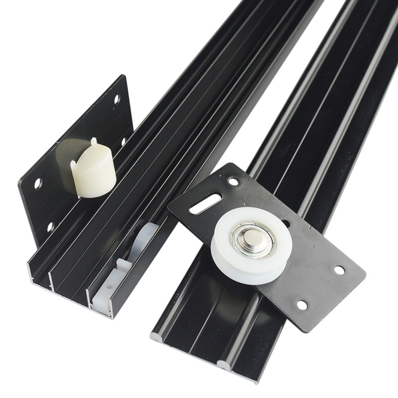 衣柜移门轨道木门导轨免开槽滑轨推拉趟门轮上下滑道生态木板凸轨