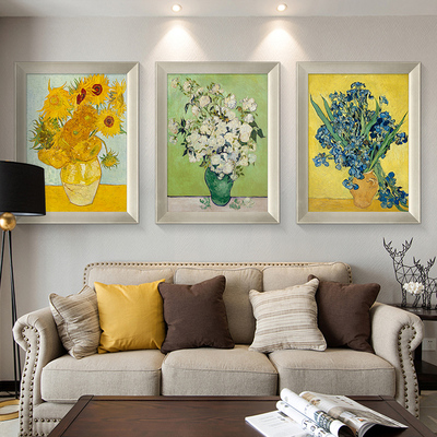 梵高向日葵装饰画美式玄关油画客厅沙发背景墙上挂画欧式餐厅壁画