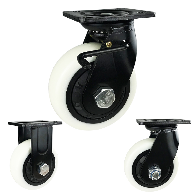 加重型尼龙PA脚轮4/5寸万定向轮6/8寸定向带煞车轮子推车轮1-2吨