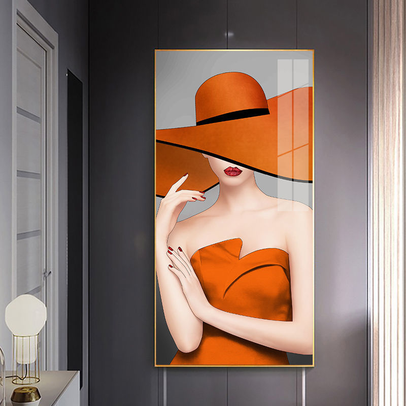 入户玄关人物装饰画走廊过道竖版挂画现简约美女客厅背景墙壁画