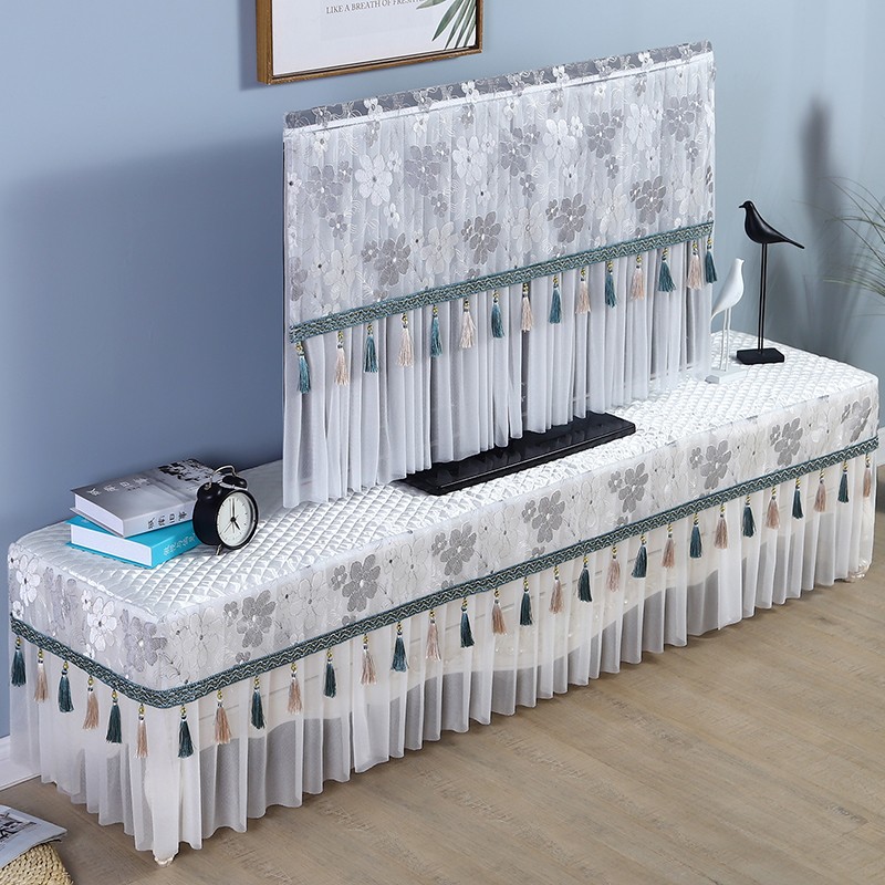 新款液晶电视机防尘罩65寸75寸50电视机罩套蕾丝盖巾布艺开机不取