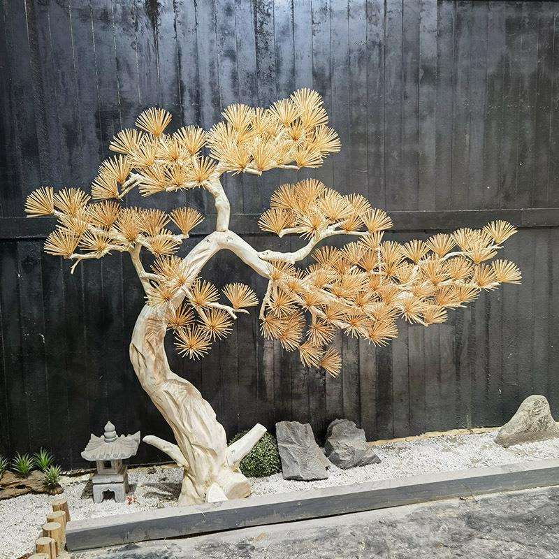 仿真迎客松根雕枯木造型假松树牙签松酒店门店等软装装饰摆件假树