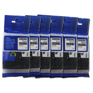 标签机代用标签带6 线缆标签纸白底蓝字覆膜不干胶标签 36mm