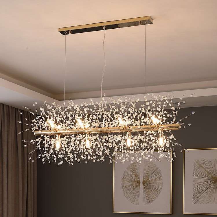 北欧餐厅吊灯后现代吧台服装收银台长条形装饰led多头水晶轻奢风