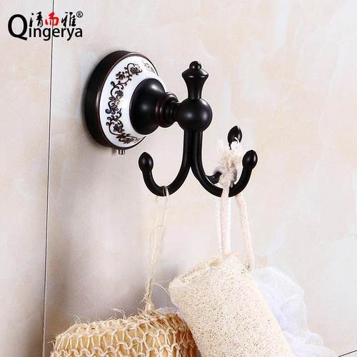 黑色仿古挂衣钩 全铜浴室挂件单钩 美式乡村衣帽钩挂钩一件