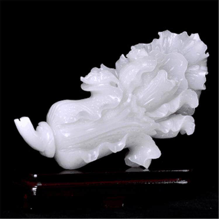 阿富汗 白玉精雕白菜摆件厂家 方解石玉百财聚财 摆件