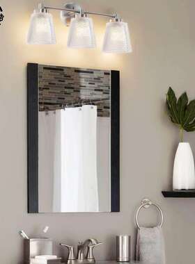 Vanity Light亚马逊跨境现代4灯玻璃罩壁灯黑色工业浴室镜前灯具