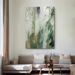奶油风抽象手绘油画客厅沙发背景装 饰画走廊高级感玄关挂画绿色系