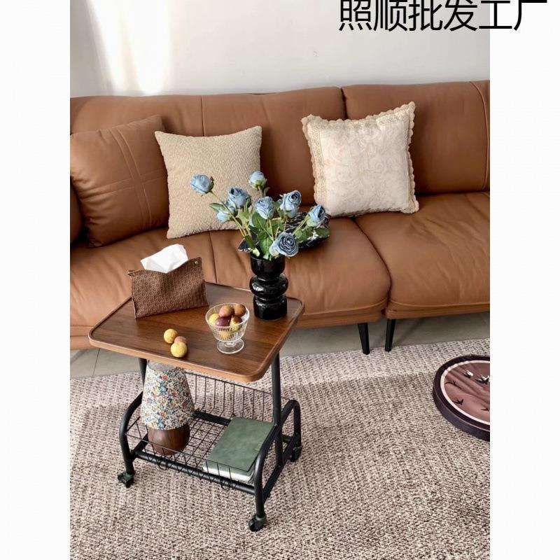 沙发边几可移动客厅小推车置物架带轮奶油风小茶几家用简易小桌子