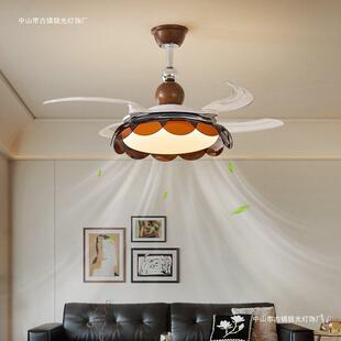 宋代美学卧室客餐厅吸顶灯中古风扇灯隐形吊扇复古中山灯具