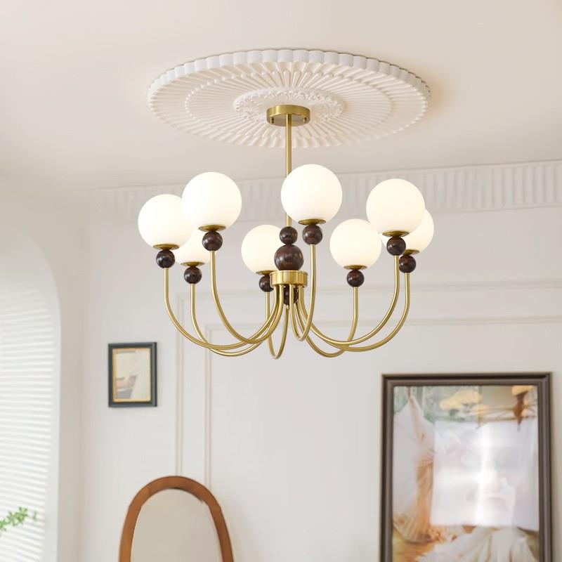 法式中古吊灯魔豆灯美式复古客厅书房南洋衣帽间灯胡桃木卧室灯具