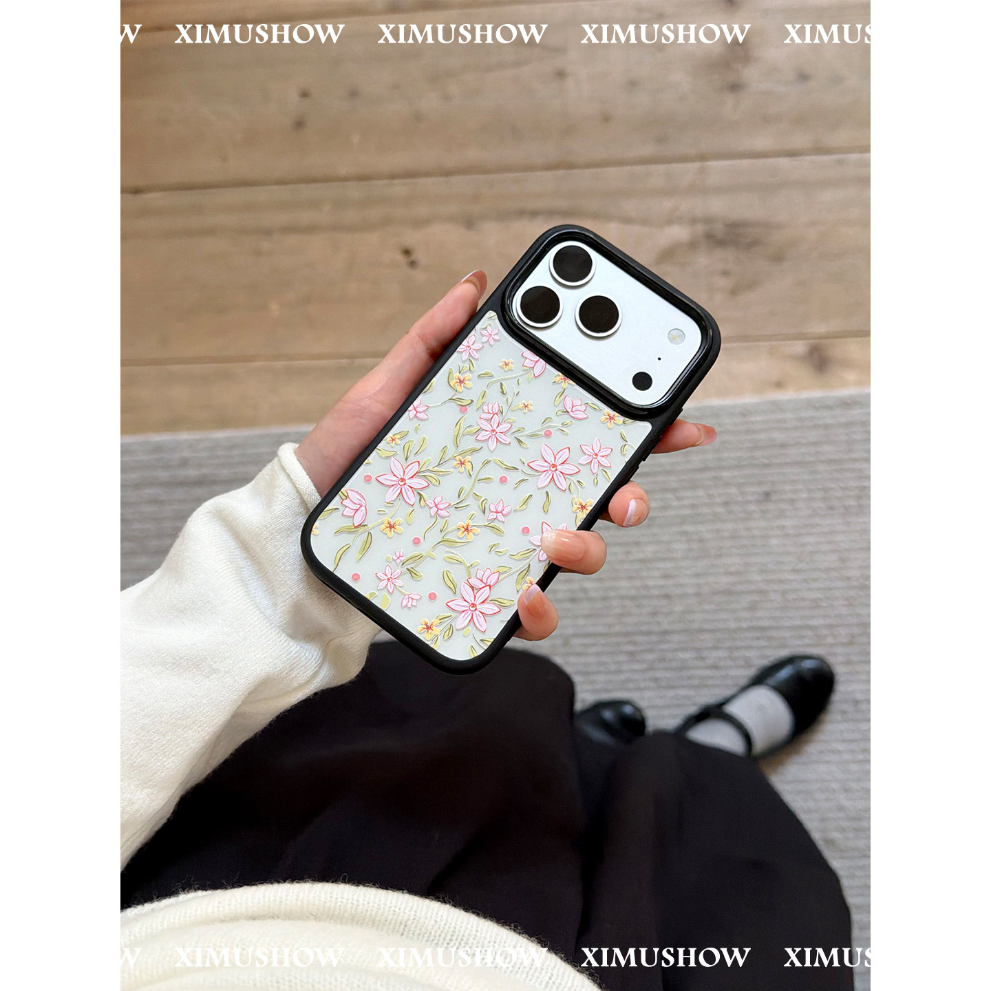 XIMUSHOW希木秀· 小野花浮雕苹果手机壳iphone17promax原创ins简约时尚16promax手机壳15promax