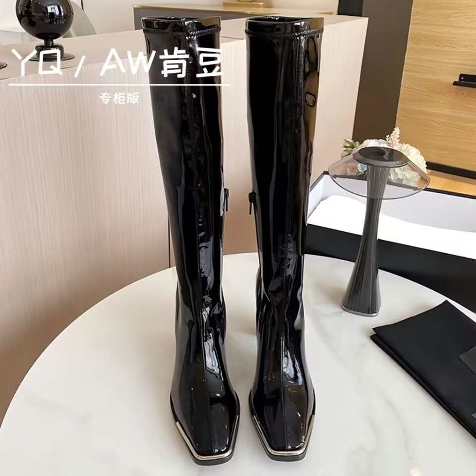 超值热卖漆皮肯豆长靴秋冬抗寒雪时装靴