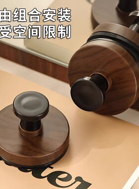 胡桃木纹吸盘免打孔门后挂钩挂衣钩高级壁挂墙上单钩玄关强力粘钩