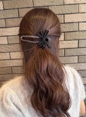 韩系蝴蝶结镶钻发夹女后脑勺发卡