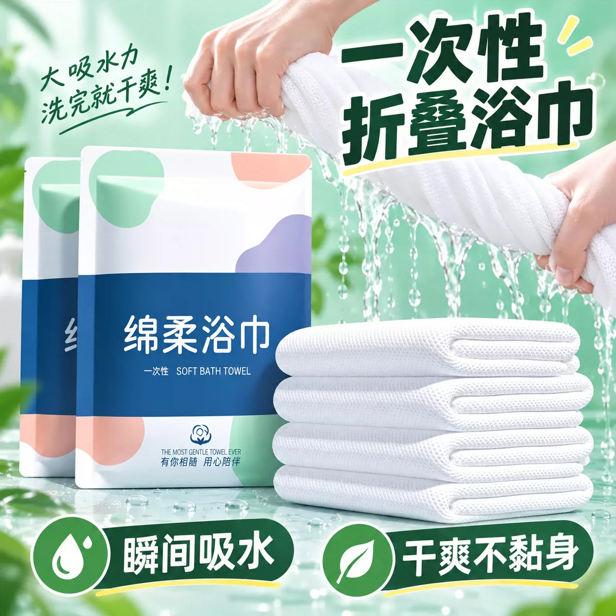一次性浴巾旅行单独包装加大加厚一次性毛巾压缩纯棉旅游酒店用品