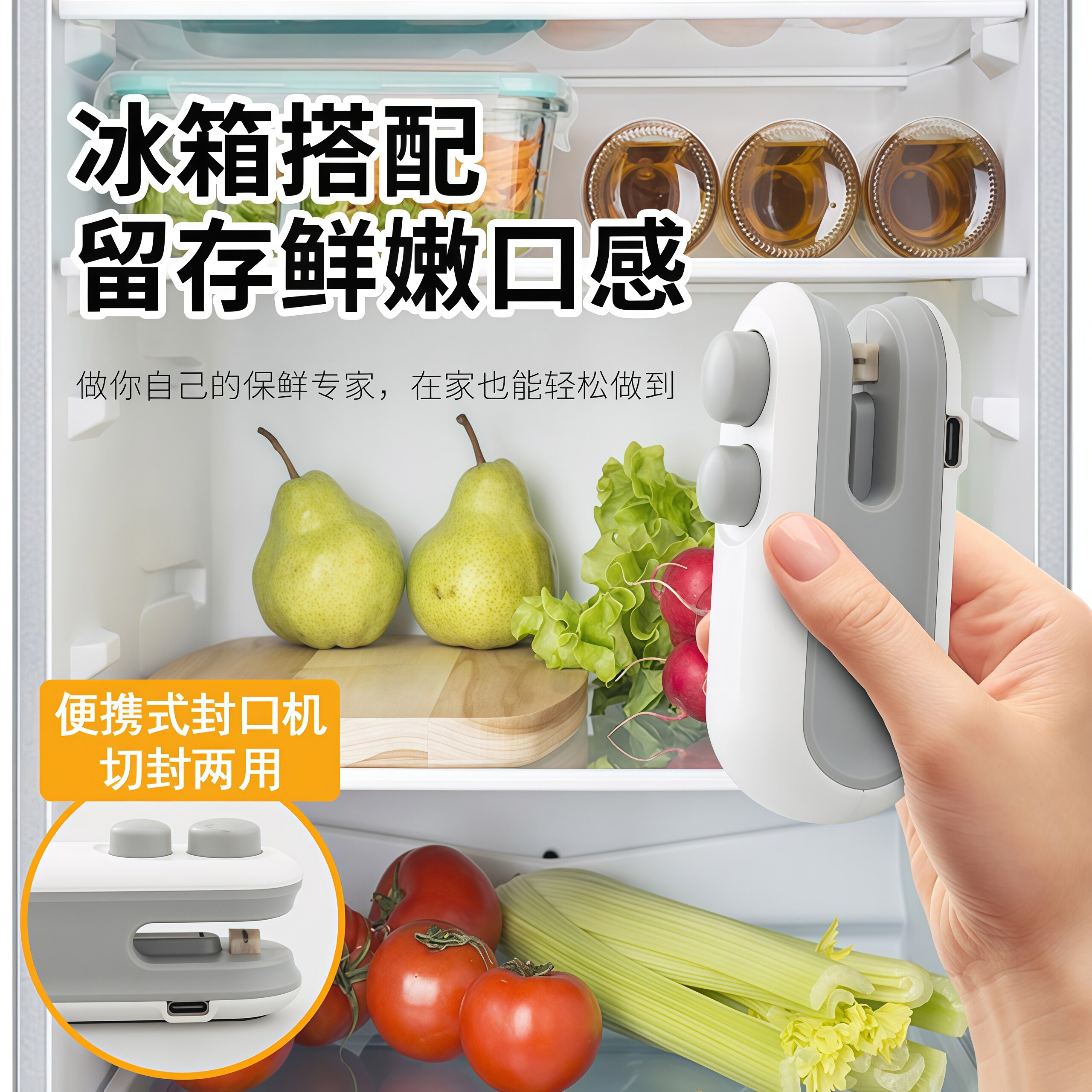 充电封口机小型手压式家用封口器迷你便携零食塑料袋热密封机神器