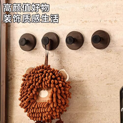 胡桃木纹吸盘免打孔门后挂钩