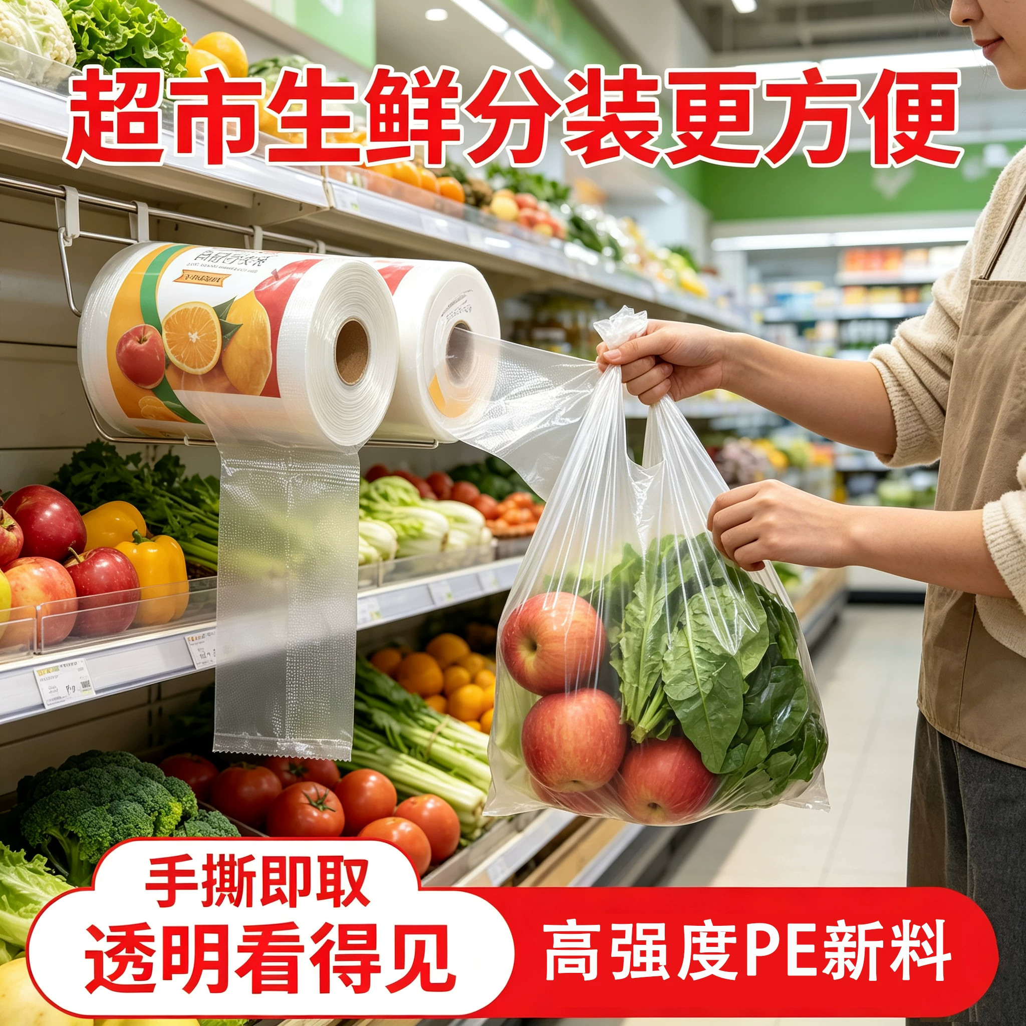 食品级保鲜袋背心式家用加厚大中