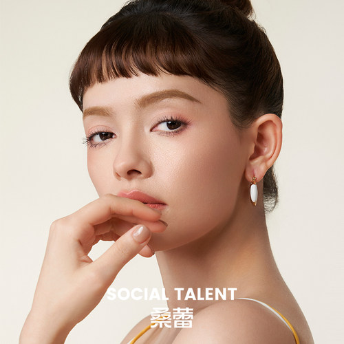 桑蕾雪顶圆环冷珐琅耳钉