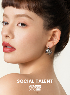 Social Talent桑蕾BOBO球扇面耳钉金银双色格雷系春夏新款