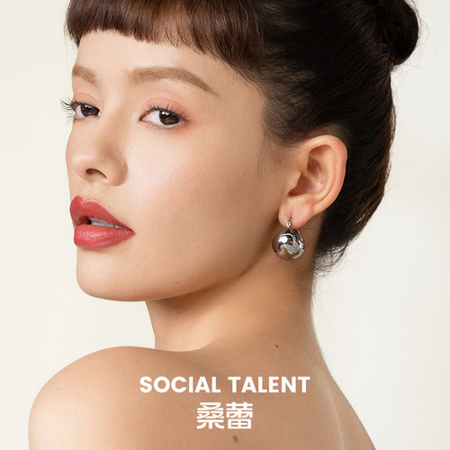 桑蕾扇面BOBO球铜镀金耳钉