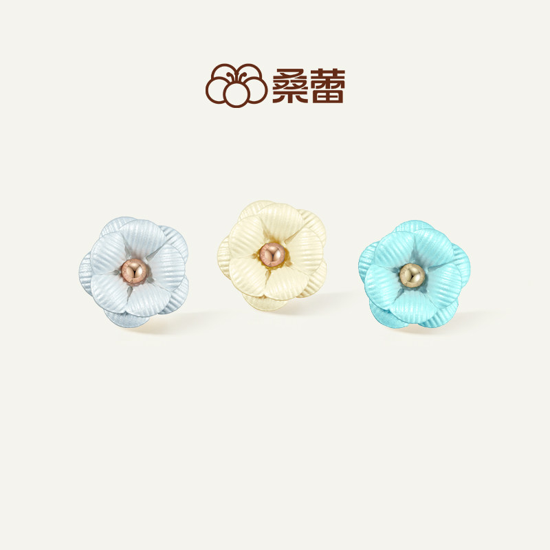 桑蕾小山茶耳钉时尚甜美气质图片