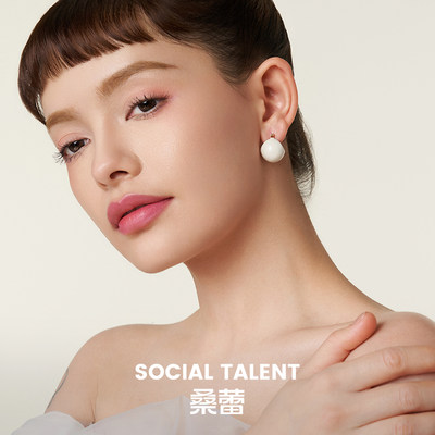 Social Talent/桑蕾BOBO球扇面冷珐琅耳钉2024春夏新款爆款