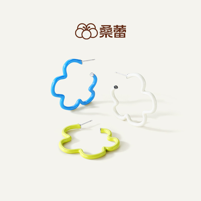 桑蕾波浪花耳钉耳圈女925银针时尚潮流原创设计2026年春新款爆款图片