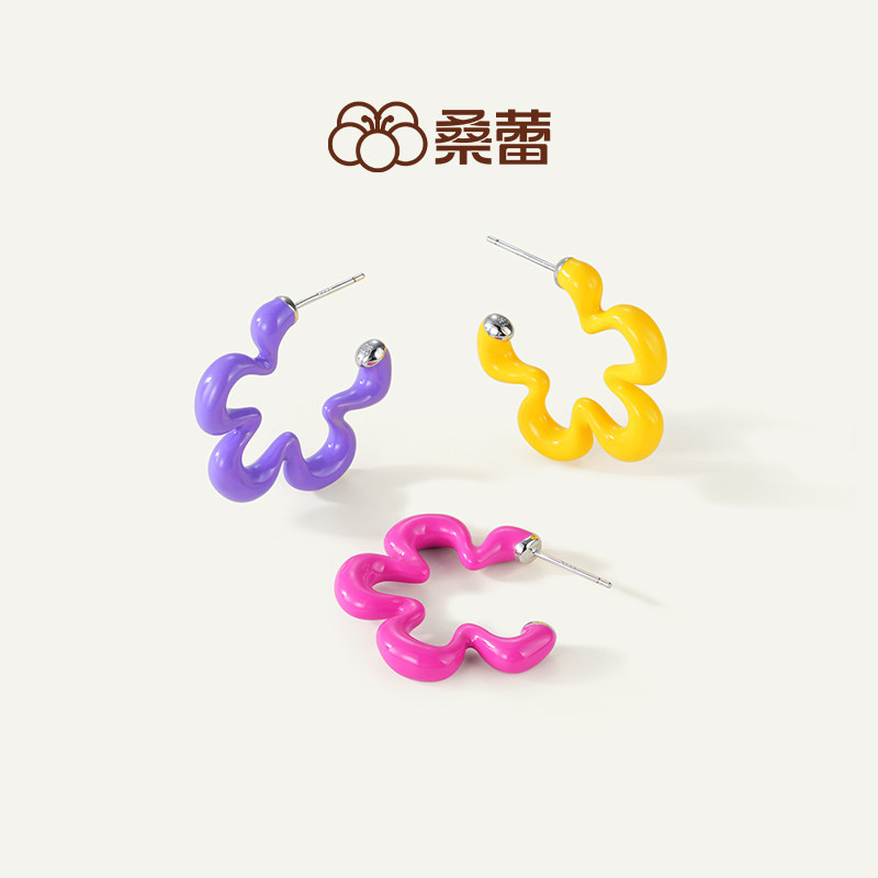 桑蕾卷卷花耳钉女925银针时尚潮流原创设计2026年春新款爆款图片