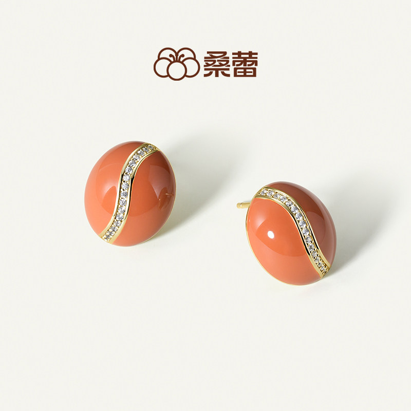 桑蕾咖啡豆耳钉女时尚小众设计个性百搭气质925银针2026年新品图片