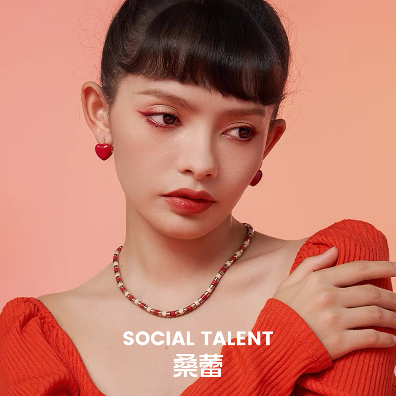 桑蕾蔷薇花开高光艺术釉彩项链