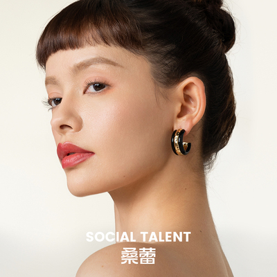 Social Talent桑蕾大玉环质感耳钉925银针设计感秋冬出游穿搭新款