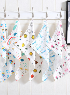 儿童毛巾方巾纯棉六层纱布新生儿童巾家用洗脸巾口水方巾成人可用