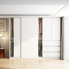 分段式推拉门衣柜小户型实木定制zENF级卧室家用免拉手滑门大衣橱