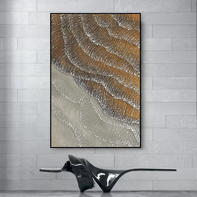 现代轻奢客厅背景墙装饰画立体浮雕肌理画玄关走S廊墙画卧室床头图片