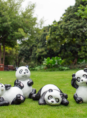 花园摆件庭院装饰 仿真大熊猫摆件户外园L林景观工艺品玻璃钢雕塑