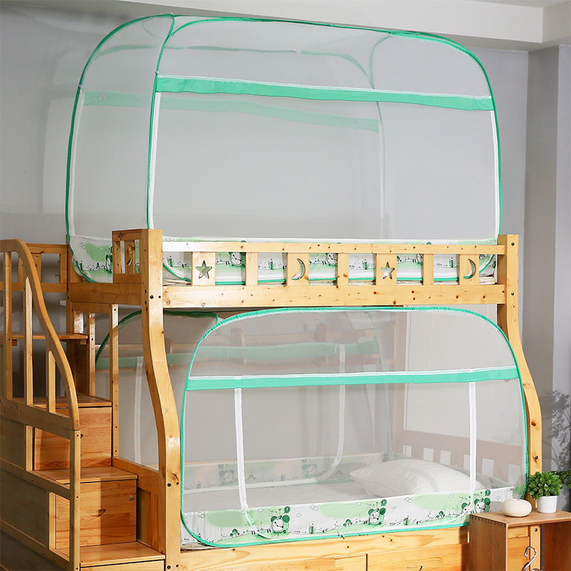 学生床蚊帐宿舍方顶三开门子母床蚊帐免I安装上铺下铺单人床高低