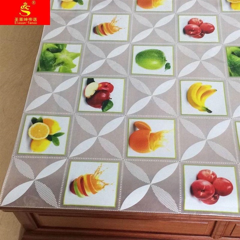 塑料印花水晶桌布j防水防烫防油免洗衣柜书桌方桌茶几垫厨房围墙