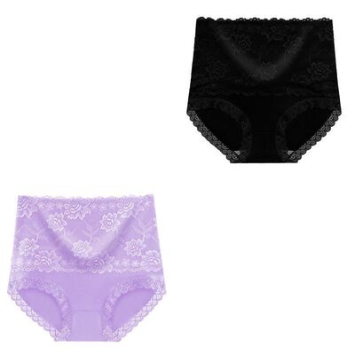 2/3/4条高腰内裤女纯棉大人全棉质抗菌收腹女士蕾丝内短裤