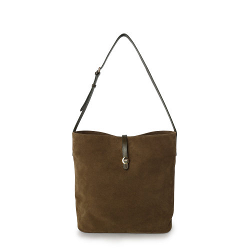 FIBRENO 大号麂皮水桶包 卡其色 DIECI FLUA BUCKET BAG L