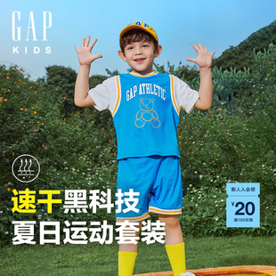 新款 吸湿速干运动套装 儿童装 890226 Gap男幼童2024夏季 短袖 T恤短裤