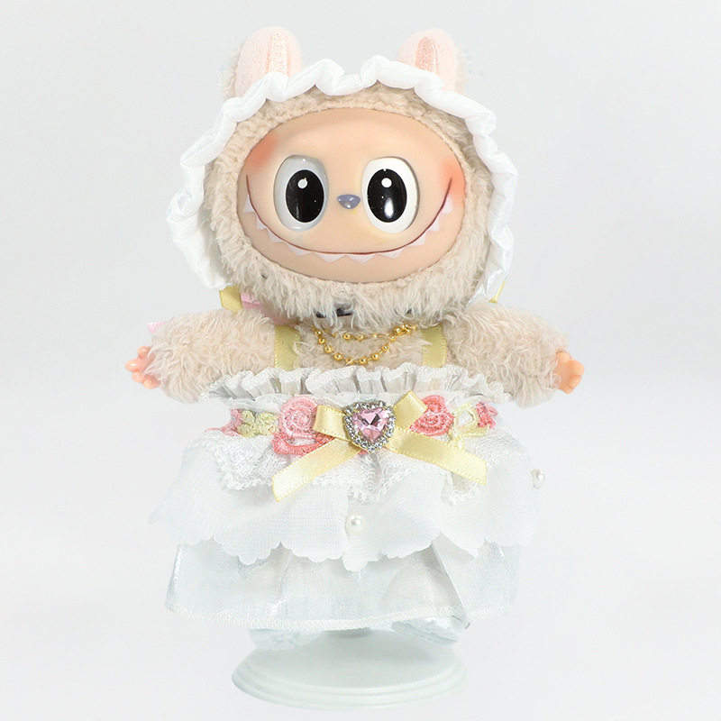 拉布布娃衣可爱发带甜美连衣裙套装公仔换装玩偶labubu15cm衣服