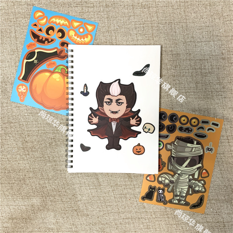 万圣节Halloween卡通拼图贴纸南瓜幽灵蝙蝠儿童派对节日礼物贴画